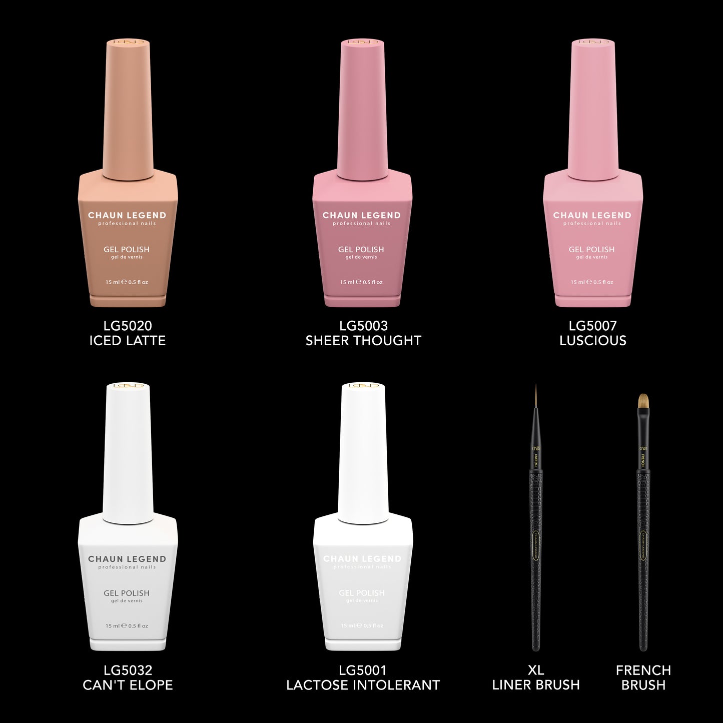 Chaun Legend French Tip Bundle with labeled items in bundle