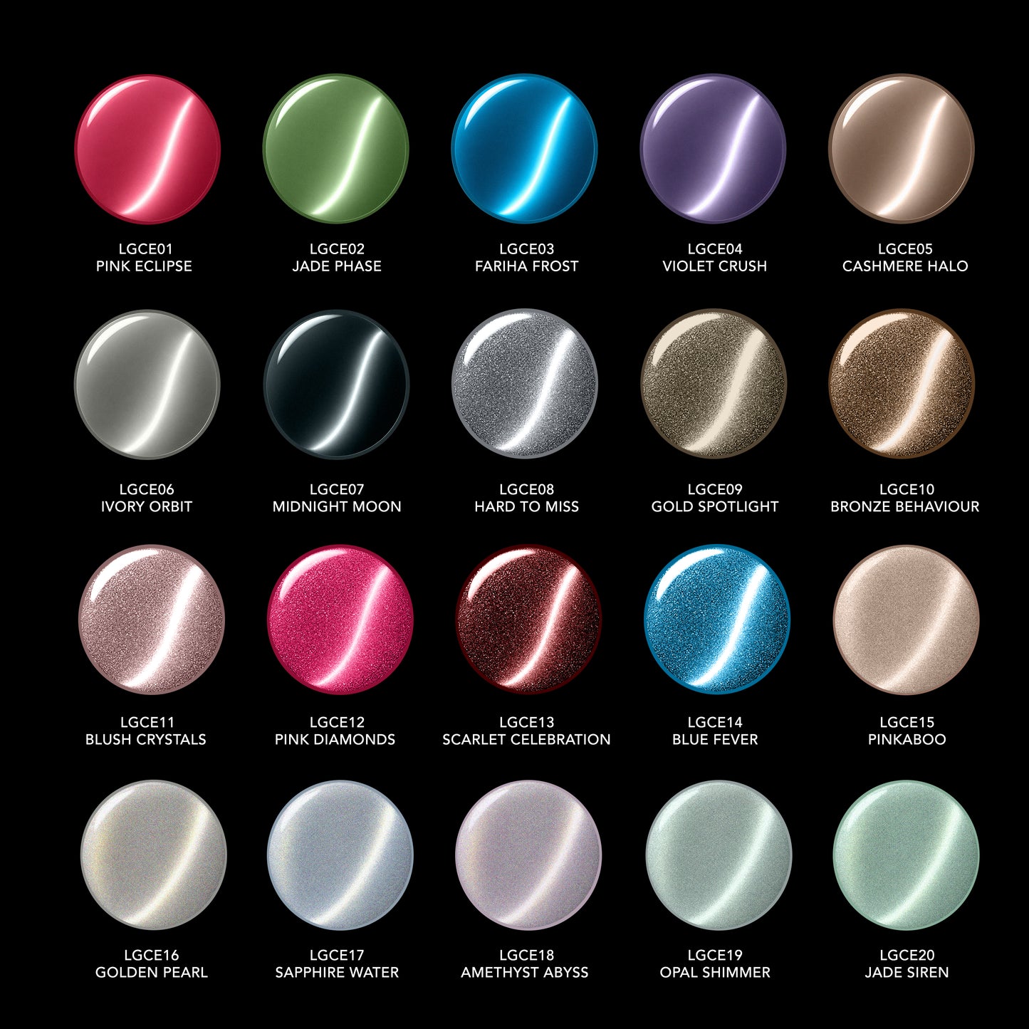 Chaun Legend Cat Eye Full Collection Gel Polish swatches