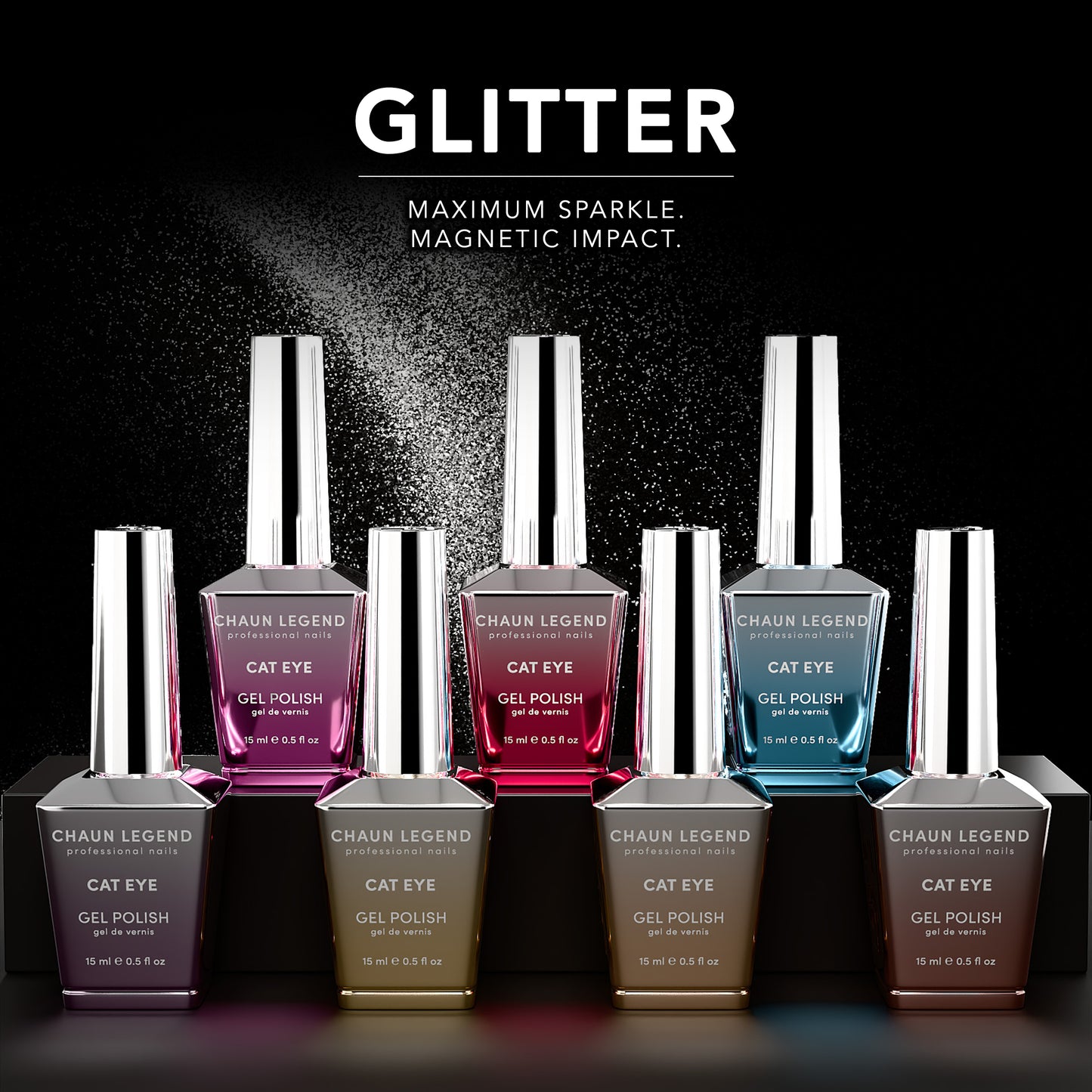 Chaun Legend Cat Eye Glitter Collection Gel Polish - maximum sparkle