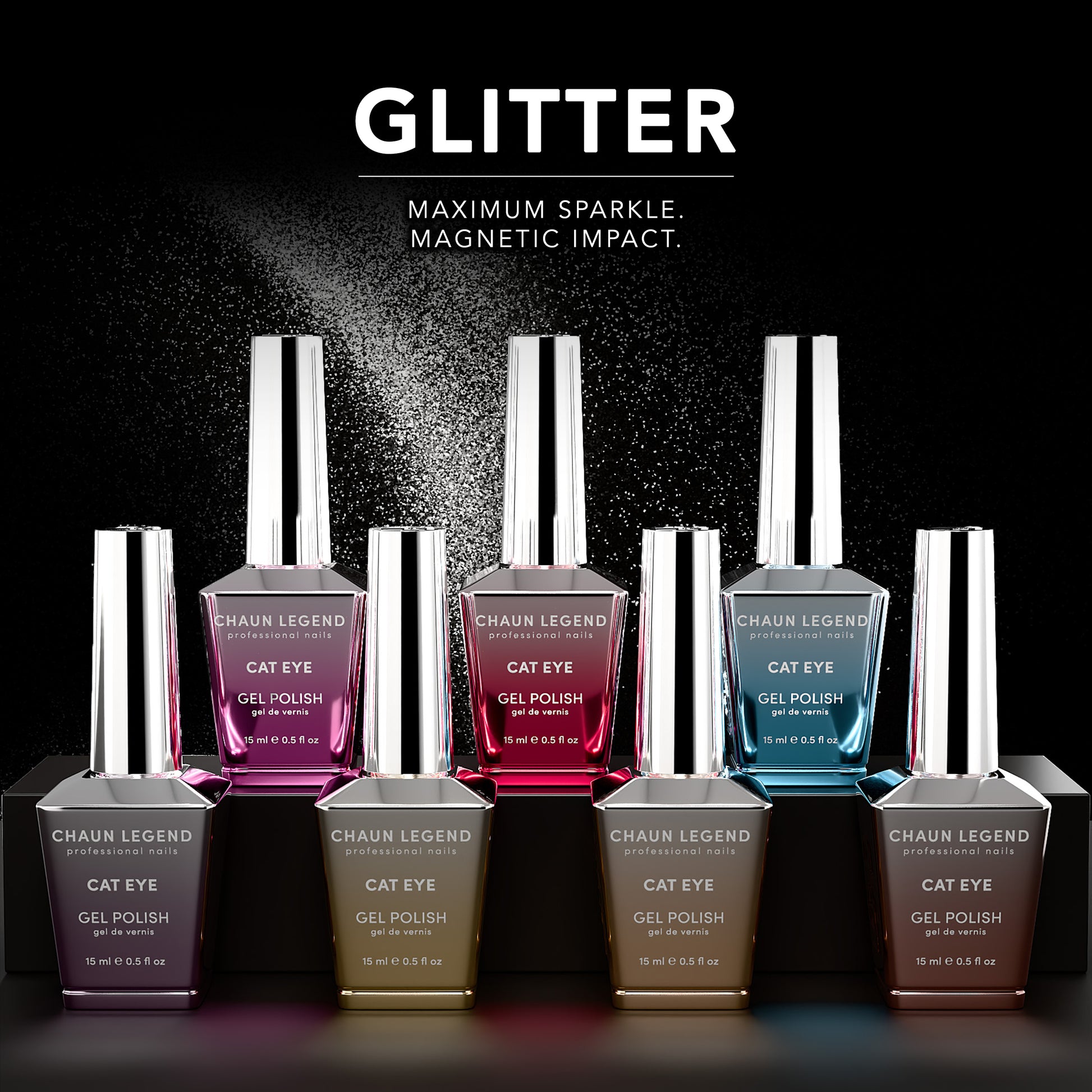 Chaun Legend Cat Eye Glitter Collection Gel Polish - maximum sparkle