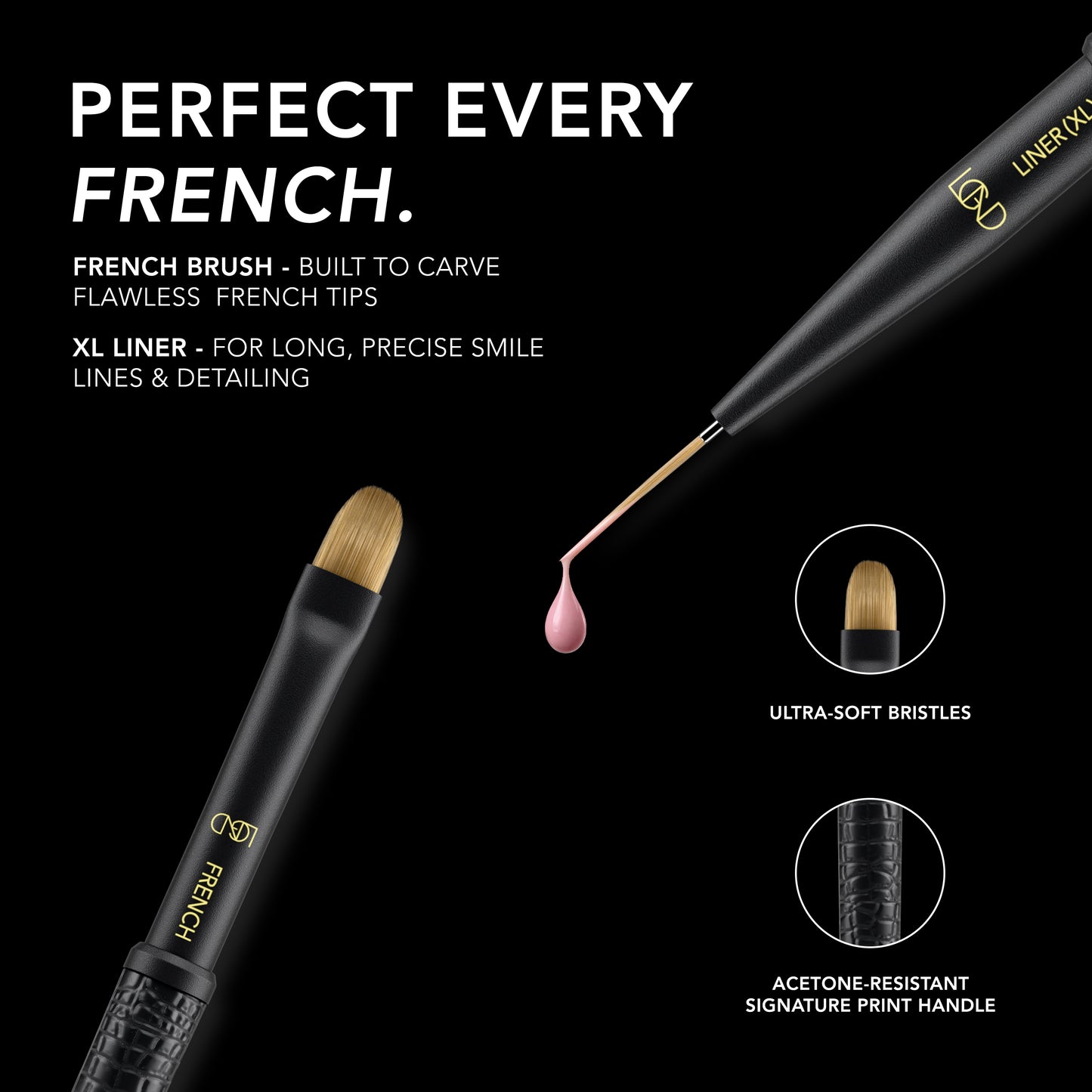 Chaun Legend French Tip Bundle brush and liner with features