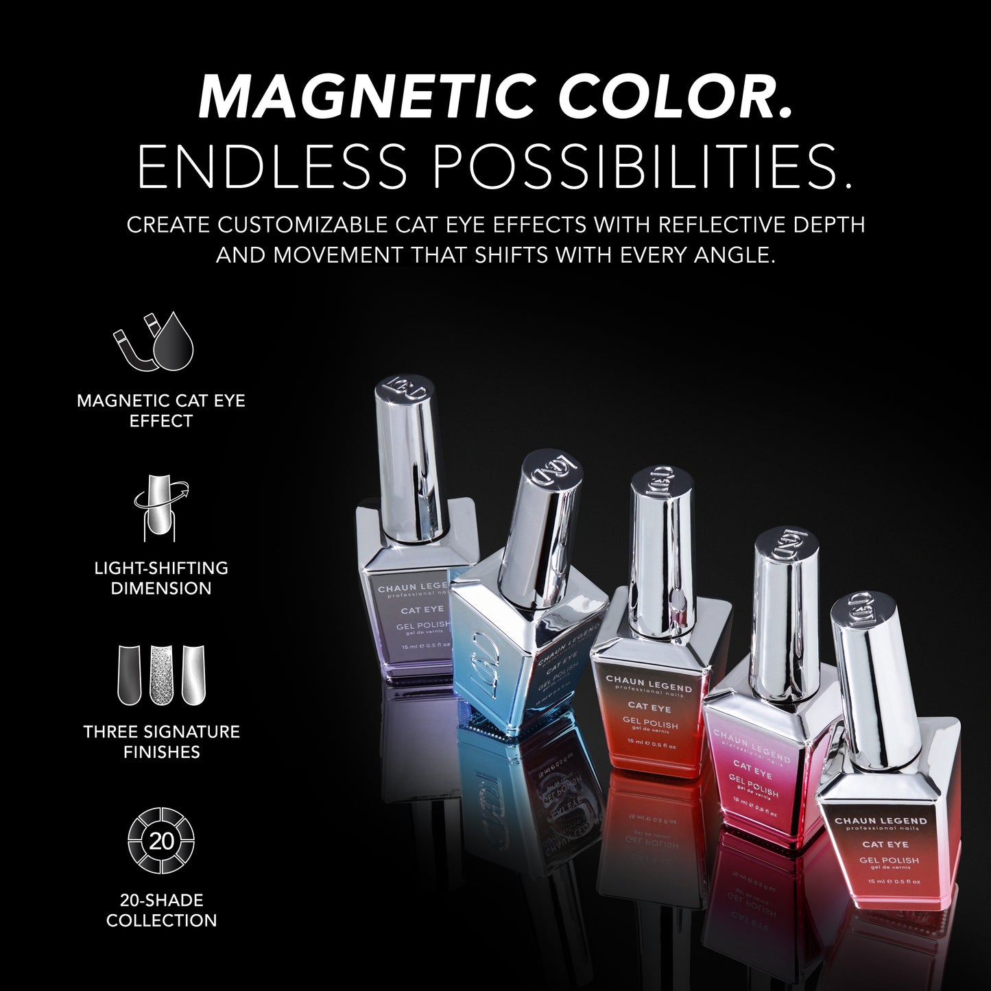 Chaun Legend Cat Eye Full Collection Gel Polish magnetic color