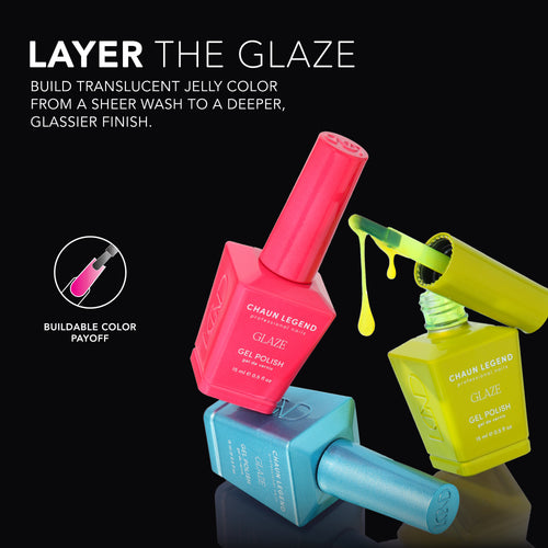 Chaun Legend Glaze Collection can layer to build translucency from sheer to deeper glassier finish
